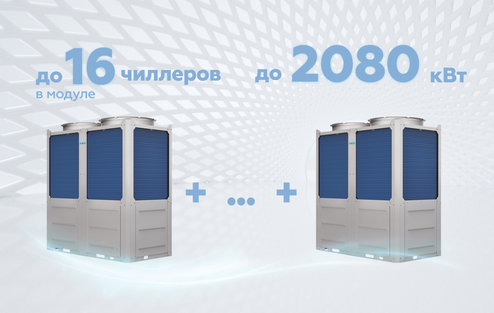 Чиллеры MDV King с воздушным охлаждением можно объединять до 16 чиллеров в модуле, фото